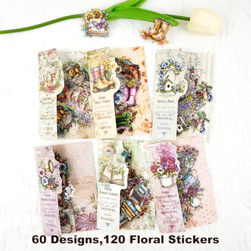 120 Pcs Vintage Garden Stickers for Scrapbooking and Journaling - color: Twilight Garden