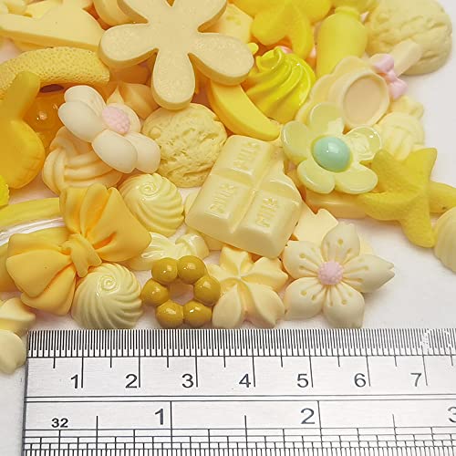 Chenkou Craft 50pcs Lots Mix Assort Easter DIY Flatbacks Resin Flat Back Buttons Scrapbooking (Yellow) - color: Yellow
