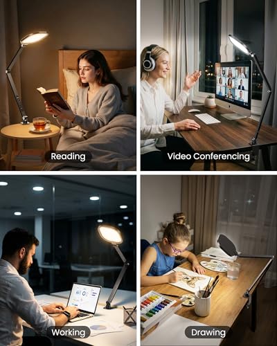 Zoom Lighting for Computer, LED Desk Lamp with Clamp for Video Conference - color: Black-F618