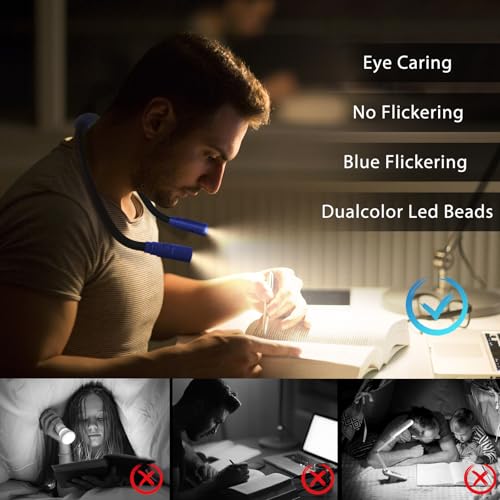 Portable Neck Light for Knitting & Crafts with 3 Light Settings, Dark Blue - color: Dark Blue