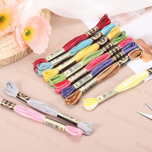 PATIKIL 14 Skeins Embroidery Floss Polyester Threads Blue-Purple Gradient - color: Blue-Purple Gradient