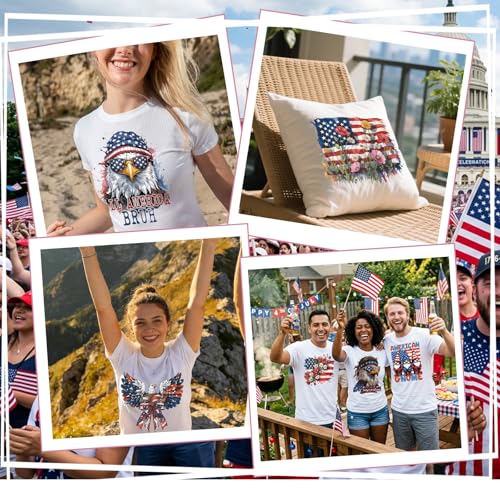 20Pcs Papiailove 4th of July Dtf Transfers Ready to Press Independence Day Iron on Transfers for Tshirts 250th Anniversary Transfer Vinyl Stickers for Clothing Pillows Bag DIY Crafts - color: Independence Day