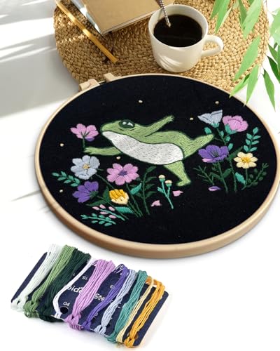 TINDTOP Embroidery Kit for Beginners Adult, Frog Embroidery Kit - color: Frog