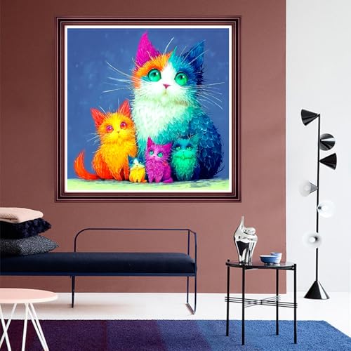 DMCVIVR Stamped Cross Stitch Kits for Beginners Adults Needlepoint Kits for Beginners Embroidery Kits for Adults Crossstitch Kit for Beginners 11CT-Magical Cat 18x18 inchs - color: ColorNice19