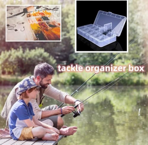 Plastic Organizer Box,12 Grid Tackle Box Organizer with Adjustable Dividers - color: Clear, size: 1x 12 Grids