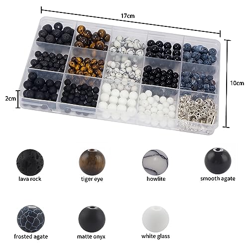 6/8mm Stone Beads for Jewelry Making, 410pc Bracelet Making Kit for Adult - color: Stone Beads for Jewelry Making