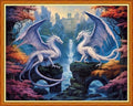 Dooxvey Cross Stitch Kits for Adults Beginners - Full Range of Stamped Kits - 11CT Cross Stitch Patterns - Two Dragon Waterfalls - 16x20 inch - color: Artpattern18