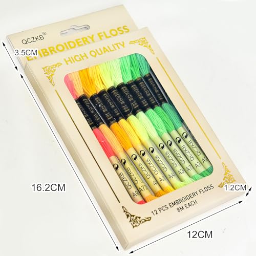Premium Rainbow Color Embroidery Floss - Cross Stitch Threads - Friendship Bracelets Floss - Crafts Floss - 12 Skeins Per Pack Embroidery Floss,Red-Yellow-Green Gradient - color: Red-Yellow-Green Gradient