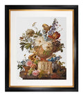 Thea Gouverneur - Counted Cross Stitch Kit - Flower Still-Life with an Alabaster Vase - Aida - 18 Count - for Adults - DMC Embroidery Threads and Other Cross Stitch Supplies Included - 580A - color: 580A Aida