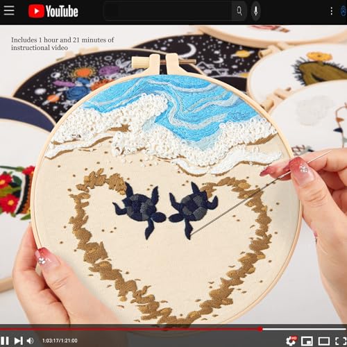Crafmanoe Beach Embroidery Kits for Beginners Adults, Coastal Stamped Cross Stitch Kits for Beginners Adults, Hand Embroidery Needlepoint Starter Kits, Valentine's Day Gift for Women (Video Tutorial) - color: H667, size: 8Inch