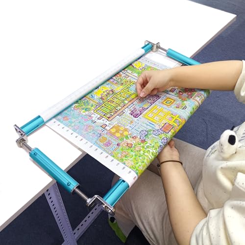 Couple Embroidery Art Embroidery Clip Frame Cross Stitch 4 Slot Presser Heavy Duty Embroidery Bandage Embroidery Frame Needlepoint Frame Embroidery Scroll Frame Embroidery Frames (Blue, 50cm) - size: 50cm
