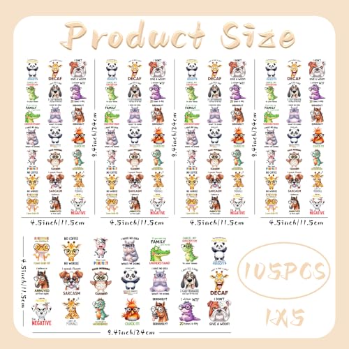 UV DTF Stickers 105 Pcs Funny Animal UV DTF Cup Wrap for Glass - style: Watercolor Funny Animal