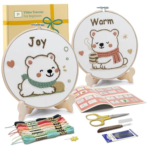 Bradove Bears Embroidery Kit for Beginners with Patterns - color: Bear