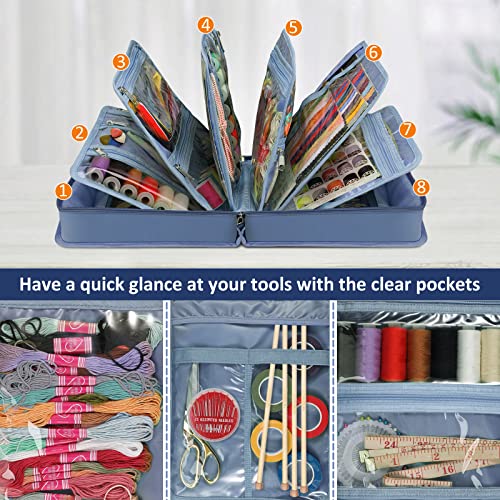 FINPAC Sewing and Craft Supplies Storage Tote Bag with Clear Pockets - color: Blooming Hibiscus