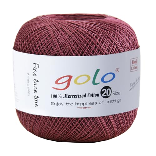golo Crochet Thread Size 20 Yarn for Hand Knitting Tatting Yarn 216 - color: 216 Red Brown