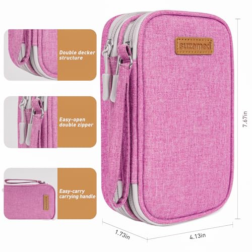 suzamed Double Layer Insulin Cooler Travel Case, Expandable Space, Pink - color: Pink