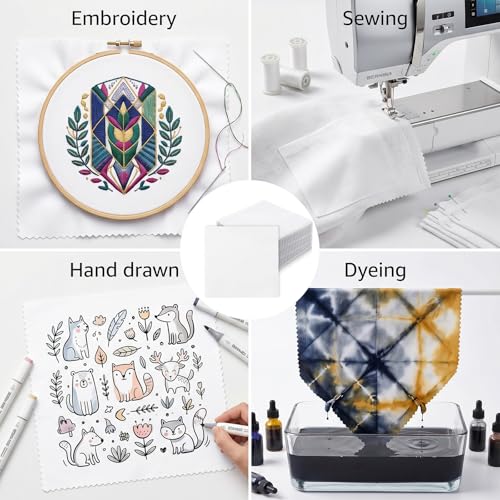 100 Pack 5-inch Cotton Fabric Squares, 5″ Precut Cotton Fabric Squares, Solids White Charm Pack, White - color: White, size: 5″