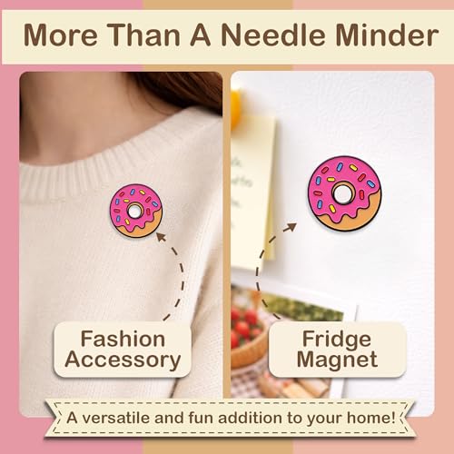 Kraftex Magnetic Needle Minder. Needleminder for Embroidery & Sewing. Cute Needlepoint Accessories. Magnetic Needle Holder for Cross Stitch. Cute Magnet Pin Gift - color: Donut