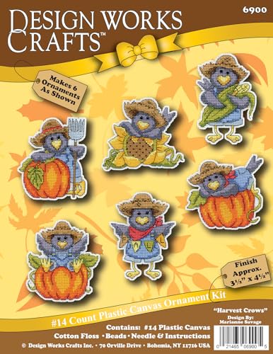 Design Works Crafts Harvest Crows Counted Cross Stitch Ornament Kit - Set/6