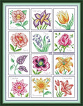 Aiorkeng Cross Stitch Kits Stamped Full Range of Embroidery Starter Kits for Beginners DIY 11CT 3 Strands -Printed kit Year-Round Flowers (Printed) 22.4×28inches - color: printed kits Year-round flowers 57×71cm