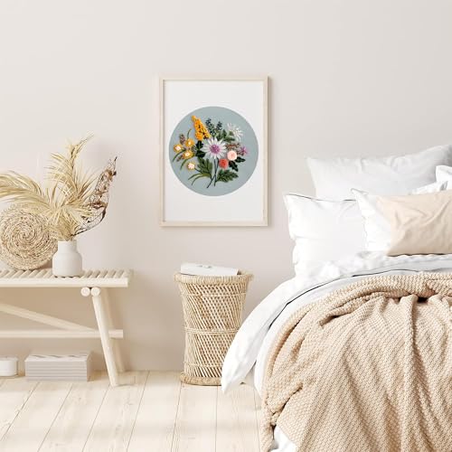 Huacan Embroidery Kits for Adults Beginner Stamped Flowers Pattern 4 Pcs DIY Cross Stitch Floral Stitching Sewing Kit 7.9 x 7.9 Inch (Flower 4) - color: Flower 4