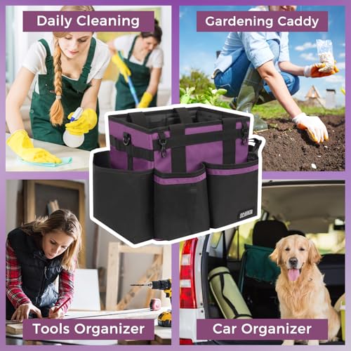 SCAVATA Compact Wearable Cleaning Caddy with Handle & Shoulder Straps - color: RoyalPurple