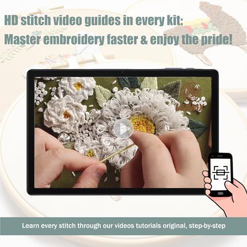 LX LERMX Embroidery Kits for Beginners, Adult Starter Cross Stitch Kit Needlepoint Complete DIY Kit with Unique Patterns, Hoop, Colorful Threads, Tools, Step by Step Instructions & Video Tutorial - color: Pattern 10 - 3PCS