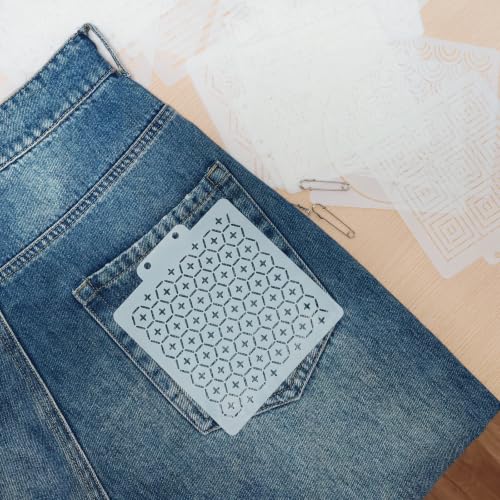 34 Pcs Sashiko Stencil Kit,Reusable Plastic Embroidery Quilting Templates