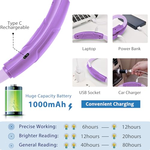 LUXJET Adjustable Bendable Neck Reading Light with 3 Lighting Modes, Purple - color: Purple