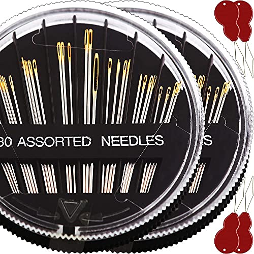 60 Pack, Premium Sewing Needles for Handsewing, Assorted Sizes, 6 Sizes Sewing Sharp Needles, 6 Pcs Big Eye Hand Sewing Needles, Sewing Needles Large Eye, Embroidery Needles for Hand Sewing - color: 60 Pcs-B