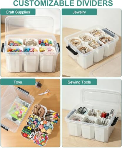 NUMIFUN 17QT Clear Storage Bins with Lids & Dividers for Crafts - color: Clear Black