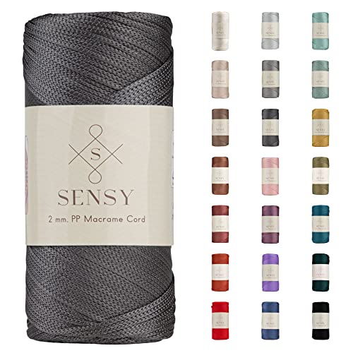 Sensy Premium 2mm 251 Yards Polyester Rope 100% Polypropylene Cord Macrame Cord 2mm Crochet Bag Cord Macrame Rope Crochet Thread Gift for Knitter (Anthracite) - color: Anthracite, size: 1 Skein