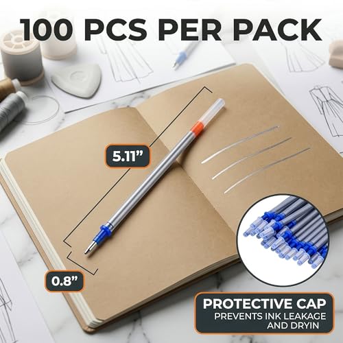 100 Pcs Silver Fabric Pen Refills, Erasable Upholstery Marking Pen