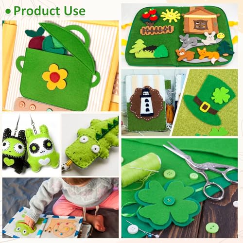 XSEINO 13 Rolls 8"x35" 1.4mm Thick Soft Felt Fabric Sheet 13 Assorted Green Series Colors Felt Pack Pastel Felt Sheets for DIY Craft Sewing Squares Nonwoven Patchwork - color: Green Hues