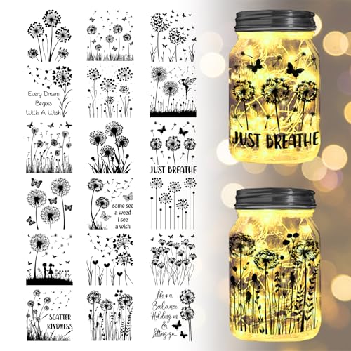 GLOBLELAND 18 Sheets Dandelion Butterfly Rub on Transfers 3.9x3.6 inch - style: Dandelion
