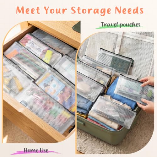 Smarpau Pencil Pouches 24 Pack, A6 Mesh Zipper Pouch Bags Clear Pencil Case - color: Black, size: A6-9.3x4.7in