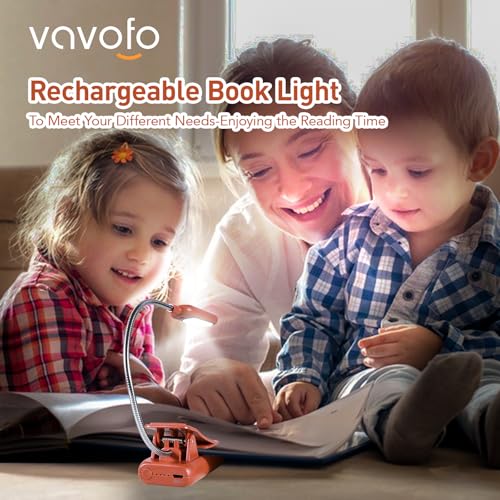 VAVOFO Rechargeable Reading Light, Clip on Book Light for Reading in Bed - color: Mocha Brown