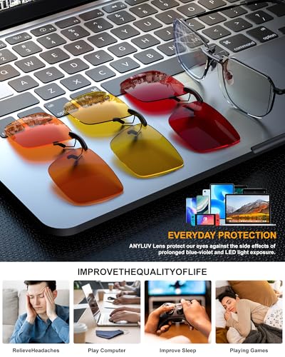 ANYLUV Clip On Blue Light Blocking Glasses Lightweight Rectangle Blue Light Glasses Men for Computer Gaming, Anti Eye Strain - color: A01-clear, size: 60*38mm