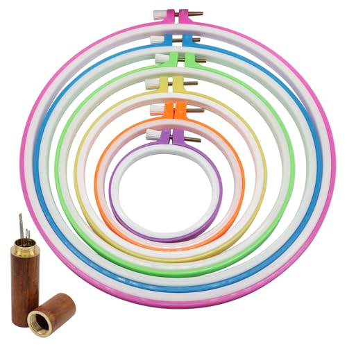 Marvexi 6Pcs Circle Plastic Embroidery Hoop Set