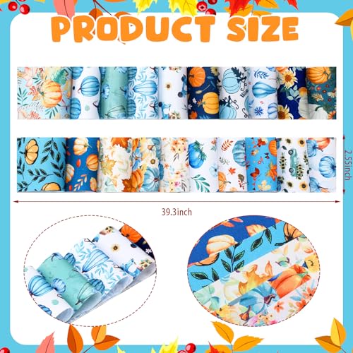 Hosuly 40 Pcs Fall Fabric Autumn Pastel Pumpkin Jelly Quilting Strips Roll - color: Fall Pumpkin