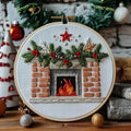 Christmas Embroidery Kit DIY Hand Embroidery Starter Cross Stitch Kits, Christmas Ornaments Embroidery with Stamped Pattern,Cotton,Threads,Needles,Instructions for Adults Beginners (Fireplace) - color: Fireplace