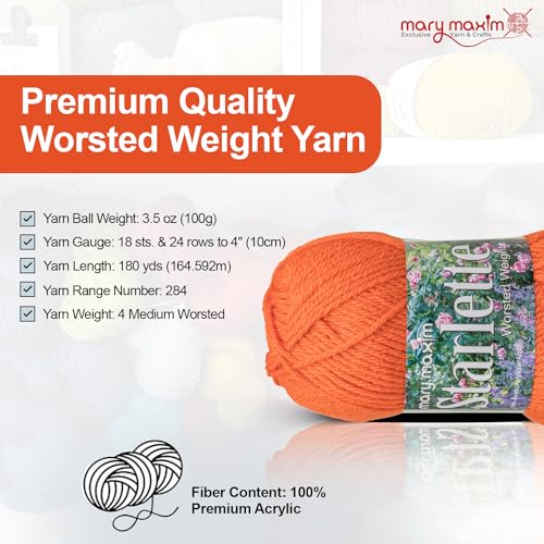 Mary Maxim Starlette Yarn, Soft Acrylic Yarn, 3.5 OZ 180 Yards Burnt Orange - color: Burnt Orange