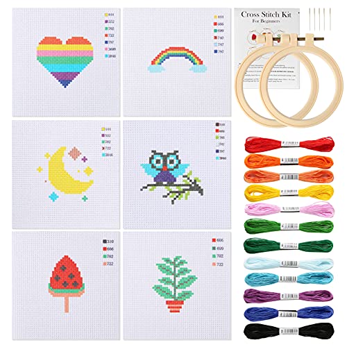 Pllieay Cross Stitch Beginner Kit for Kids 7-13 for Crafts, Christmas Gift