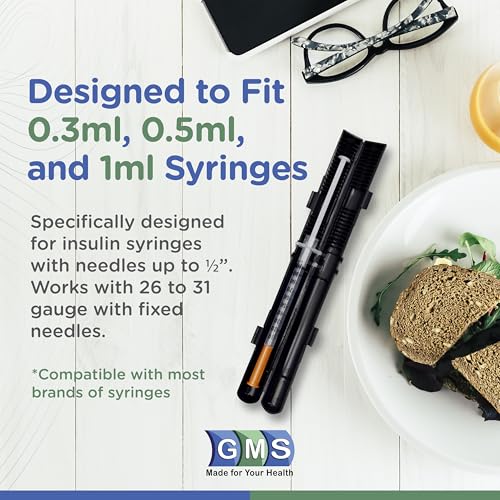 GMS Travel Syringe Case (2-Pack), Fits up to 100 Units/1ml Syringes, Black - color: Black, size: 100 Unit