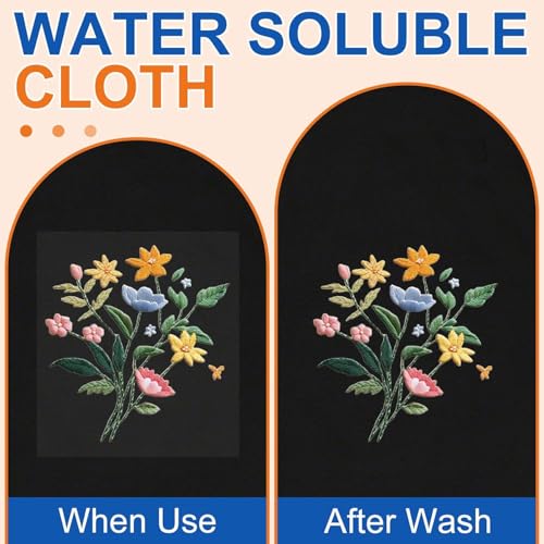 FURWEY Water Soluble Stabilizer for Embroidery,36PCS 8.5x11,Self Adhesive - size: 36P