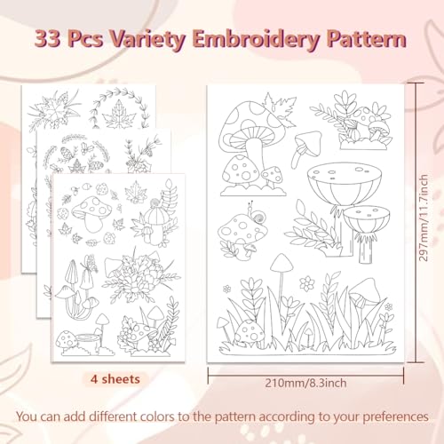 Peacoblue Pinecones & Leaves Stick and Stitch Embroidery Patterns - color: Pinecones & Leaves