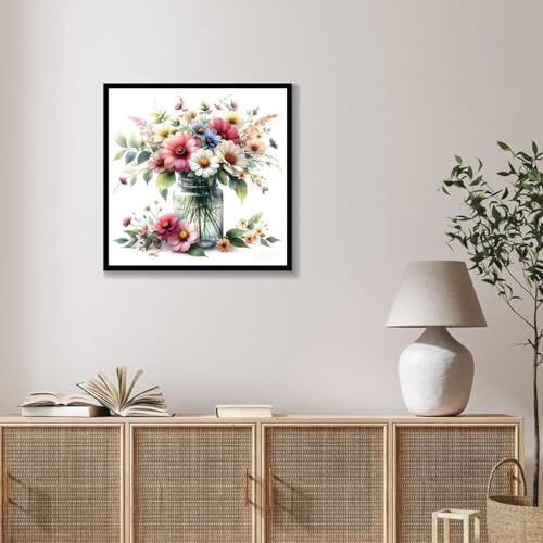 TCDZMYGS Stamped Cross Stitch Kits for Beginners,Vase Flowers 14x14in - color: cross stitch-0905-2