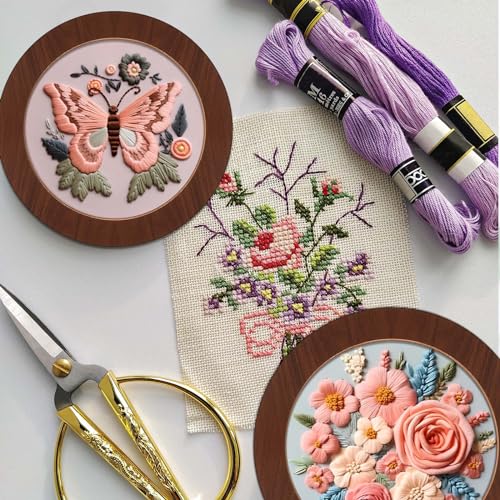Wenqik 6 Pcs Wood Embroidery Frames for Display Cross Stitch 8'', Round - style: Round