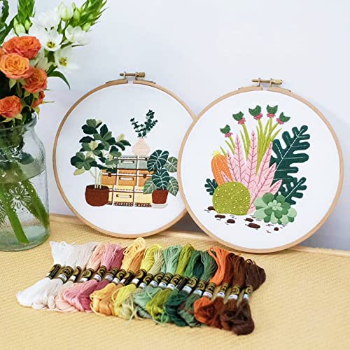 HAND U JOURNEY Embroidery Stitch Kit, 28 Stitches, 2 Plant & Home Themes - color: Basic kit-01