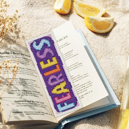 ORIGACH 6 Set Inspiring Words Cross Stitch Bookmark Kit for Beginner - style: Inspiring Words